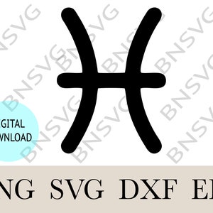 Pisces symbol SVG, Pisces Symbol Zodiac PNG, Zodiac Symbol EPS, Cut files, layered, Minimalist, Cricut, Silhouette, Clipart, Vinyl decal