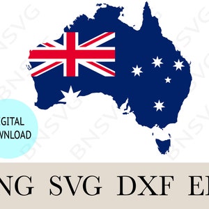 Australia Flag Map Instant Download SVG, Australia Layered File EPS, Cut files, Minimalist, Cricut, Silhouette, Card Making, Clipart, Vinyl