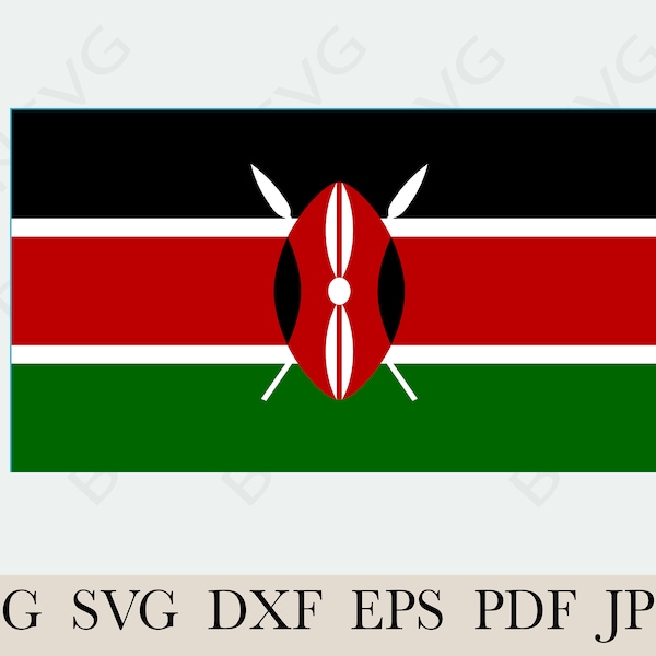 Kenya Flag, Kenia National Banner Flag ,Cutting File EPS, layered, Silhouette, Card Making, Downloadable flag file, print svg,png,eps,ai,pdf
