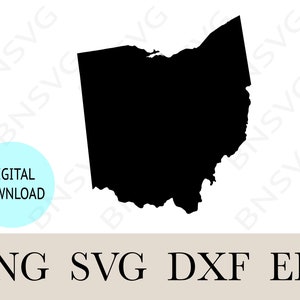 Ohio Outline State SVG, Ohio Borderline PNG, EPS, Cut files, layered, Cricut, Silhouette, Minimalistisch, Clipart, Vinyl Aufkleber