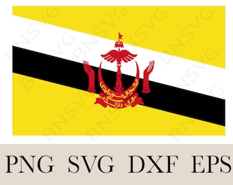 Brunei Flag Image Vector PNG, Brunei Flag Cutting File EPS, layered, Silhouette, Card Making, Clipart, Vinyl decal, Printable T-shirt Flag