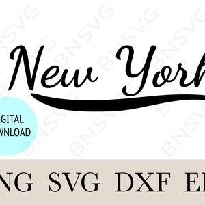 New York Script Instant Download SVG, New York Cutting File EPS, Fichiers coupés, Minimaliste, Cricut, Silhouette, Fabrication de cartes, Clipart, Vinyldecal