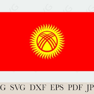 Kyrgyzstan Flag, Kyrgyzstan National Banner Flag ,Cutting File EPS, layered, Silhouette, Card Making, Downloadable flag file, print svg,eps