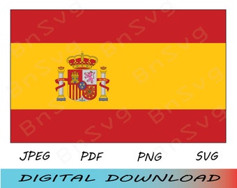 Kingdom of Spain Flag PNG, Spain Flag Cutting File EPS, layered, Silhouette, Card Making, Clipart, Vinyl decal