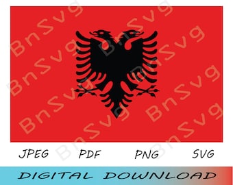 Republic of Albania Vector PNG, Albania Flag Cutting File EPS, layered, Silhouette, Card Making, Clipart, Vinyl decal