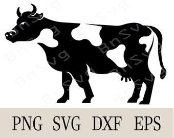 Cow Cattle Silhouette PNG, Cow Cutting File EPS, Cut files, layered, Cricut, Silhouette, Card Making, Clipart, Vinyl decal
