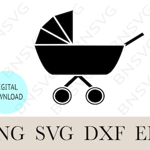 Child Pram Pictogram Stroller SVG, Baby Stroller Digital File PNG, EPS, Cut files, layered, Minimalist, Cricut, Silhouette, Clipart, Vinyl