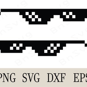 Lunettes Pixel PNG, Lunettes Pixel EPS, Fichiers coupés, superposés, Minimaliste, Silhouette, Fabrication de cartes, Clipart, Autocollant vinyle