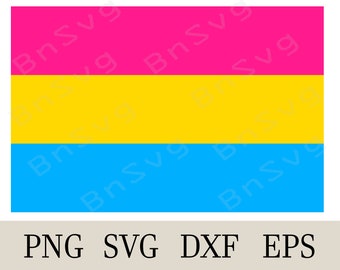 Pansexual Pride Flag Vector, Pansexual Flag Minimalist, Cut files, layered, Cricut, Silhouette, Card Making, Clipart, Vinyl decal
