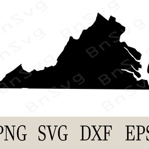 Virginia State Vector, Virginia USA State Eps, Fichiers coupés, superposés, Cricut, Silhouette, Minimaliste, Clipart