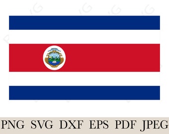 Costa Rica Flag SVG, Costa Rica Country National Banner Flag ,Cutting File EPS, layered, Silhouette, Card Making, Vinyl decal