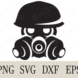 Gas Mask PNG, Gas Mask EPS, Cut files, layered, Minimalist, Silhouette, Card Making, Clipart, Vinyl decal