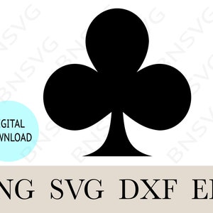 Carta da gioco Trefle segno vettoriale, Carta da gioco Nero Trefle Segno PNG, EPS, Taglia file, Minimalista, Cricut, Silhouette, Clipart, Decalcomania in vinile