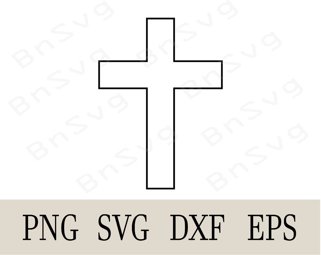 Christian Cross Outline Image Vector, Christian Cross Outline Png, EPS