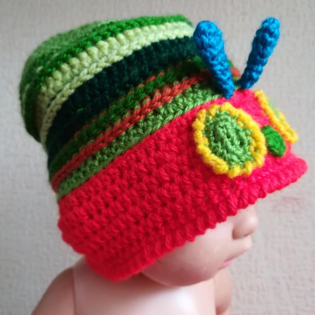 Very Hungry Caterpillar Hat Crochet Hat Funny Hat Etsy