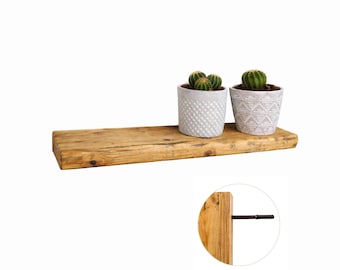 Wall shelf made of reclaimed wood, floating, rustic vintage upcycled scaffold plank, handmade, for living room, kitchen, bathroom