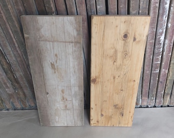 Old scaffolding planks made to measure DIY reclaimed wood rustic country house industrial upcycling table bench shelf vanity unit