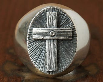 Sterling Silver Cross Ring: Minimalist Religious Band
