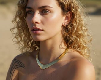 Minimalist Hammered Gold Choker Necklace | Handmade Statement Collar | Modern Boho Jewelry | Everyday Elegant Necklace