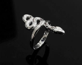 Sterling Silver Snake Ring – Serpent Wrap Ring for Women & Men, Mystical Gothic Reptile Jewelry”