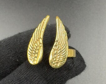 Gold Angel Wing Ring: Adjustable Brass Boho Statement Ring