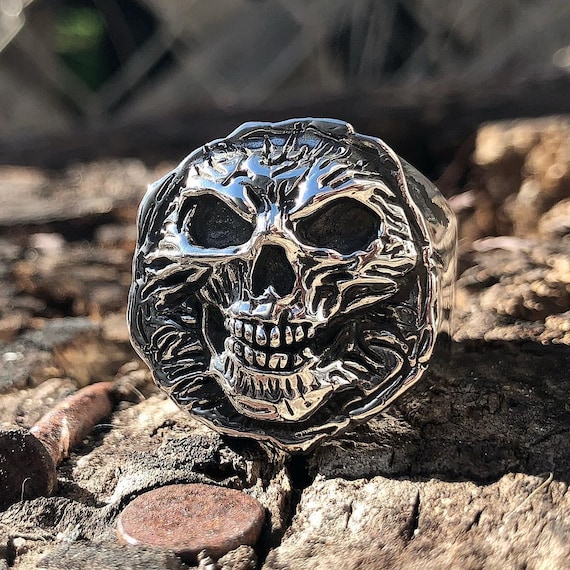 Skull Head Ring, 925 Sterling Silver Jewelry, Gothic Ring