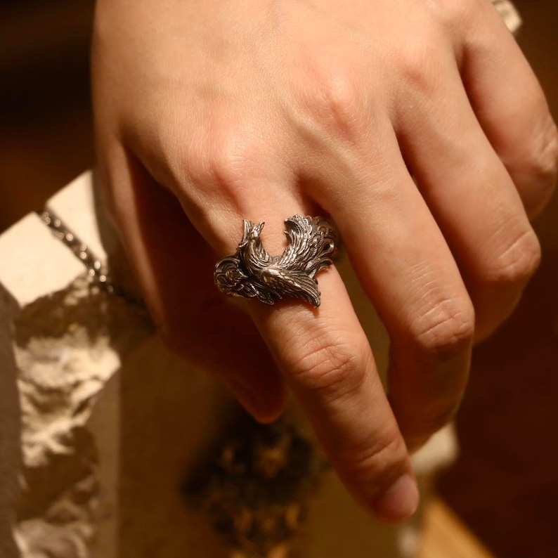 Phoneix Rig Sterling Silver Phoenix Ring: Gothic Firebird Jewelry - Etsy
