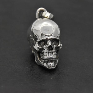 Skull pendant, 925 sterling silver jewelry, mens gothic pendant, handmade skull necklace, minimalist skull jewelry, gift for him