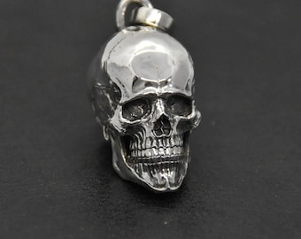 Sterling Silver Skull Pendant: Gothic Mens Necklace