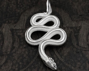 Sterling Silver Snake Pendant: Gothic Serpent Amulet Necklace