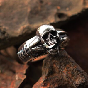 open Mouth Skull Ring - 925 Sterling Silver Skull Ring - Best Skull Ring Gift For Boyfriend - Handmade Skull Ring Jewellery - Biker Ring