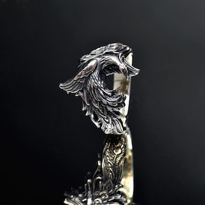 Phoenix Silver Ring, 925 Sterling Silver Phoenix Bird Ring, Fantasy Ring for Men, Mythology Ring, Spiritual Fire Bird Ring, Phoenix Jewelry