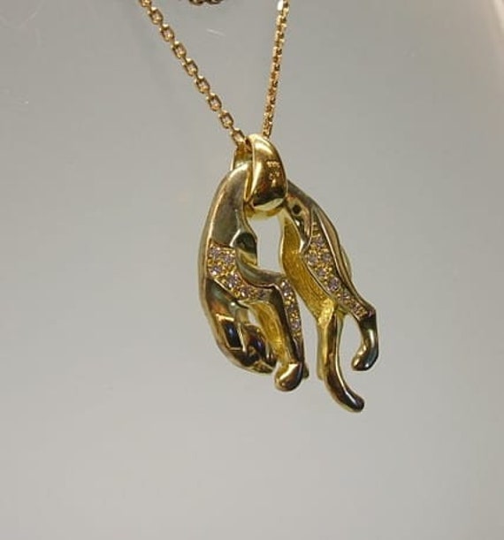 Panther With Cz Stone Pendant Necklace Silver Panther Pendant 925 Sterling Silver Gold Plated Panther Pendant Hanging Panther Pendant
