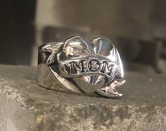 Anello per la mamma in argento sterling: regalo di gioielli a forma di cuore fatti a mano