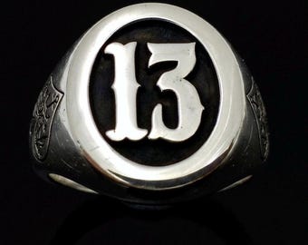 RADIALL RING 13号 silver 925 RADIALL RING 13号 silver 925 Number 13 Ring — Bold Biker Rebellion
