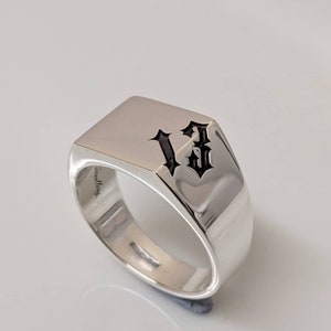 Number 13 Silver Ring | Gothic Lucky 13 Ring for Men | Biker Punk Statement Ring | lucky 13 Jewelry | Edgy Gift for Him or Her”