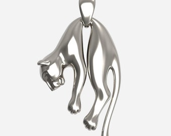 Colgante de pantera de plata de ley / Collar llamativo con diseño de fauna salvaje