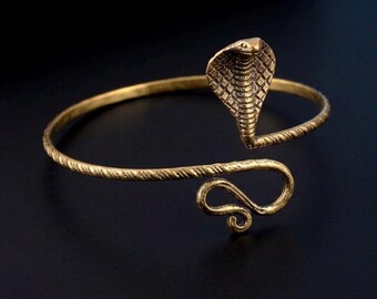 Verstelbare armband met cobra-slangmotief, messing, boho tribal gothic sieraden, cadeau voor vrouwen