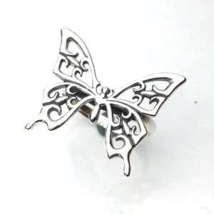 Filigree Butterfly Silver Ring | Dainty Vintage-Inspired Ring for Women | Intricate Insect Jewelry | Nature Boho Ring | Gift for Her”