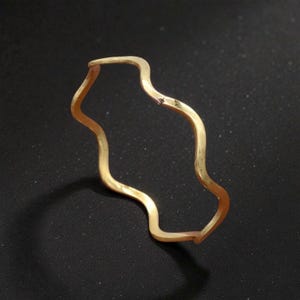 Handmade Wavy Brass Cuff Bracelet: Modern Minimalist Statement Jewelry