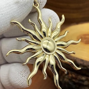 Sterling Silver Sun Pendant Celestial Necklace, Sun Charm, Handcrafted Sun Symbol Silver Necklace for Her/him, Sunburst Silver Pendant
