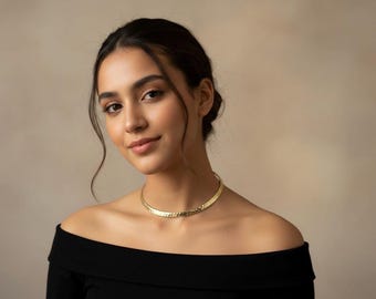 Hammered Gold Choker Necklace: Bold Brass Collar, Boho Tribal Jewelry