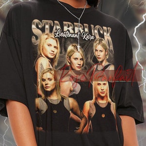 ST4RBUCK Lieutenant Kara T-shirt - Capt Kara Vintage Shirt, Katee Sackhoff Shirt, Kara Thrace Homage Tees, Lieutenant Kara Fans Tee