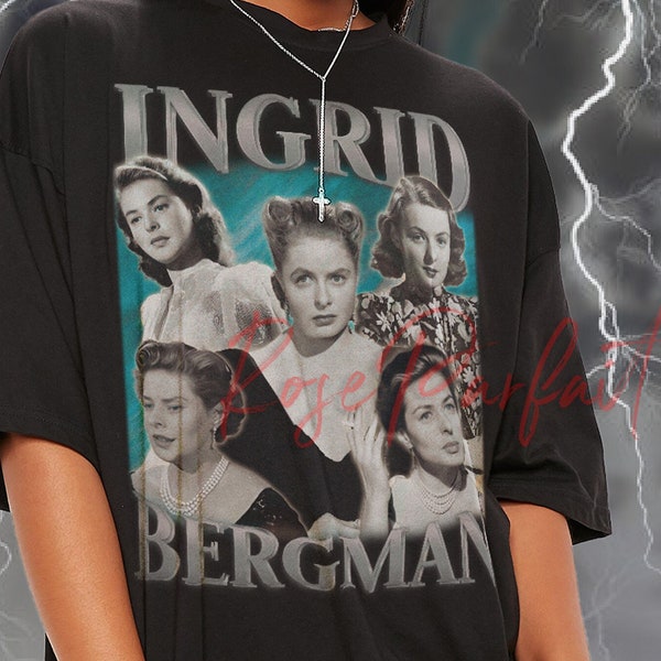INGRID BERGMAN Retro T-Shirt - Ingrid Bergman T-Shirt, Ingrid Bergman Langarmshirt, Ingrid Bergman Fans T-Shirt, Ingrid Bergman Kinder T-Shirt