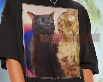 MEME KATZE T-shirt - Lustige Katzen Unisex Shirt, Schwarze Katze Meme, Katzenliebhaber Langarm, Katze Meme Kinder T-Shirts, Bored Cat