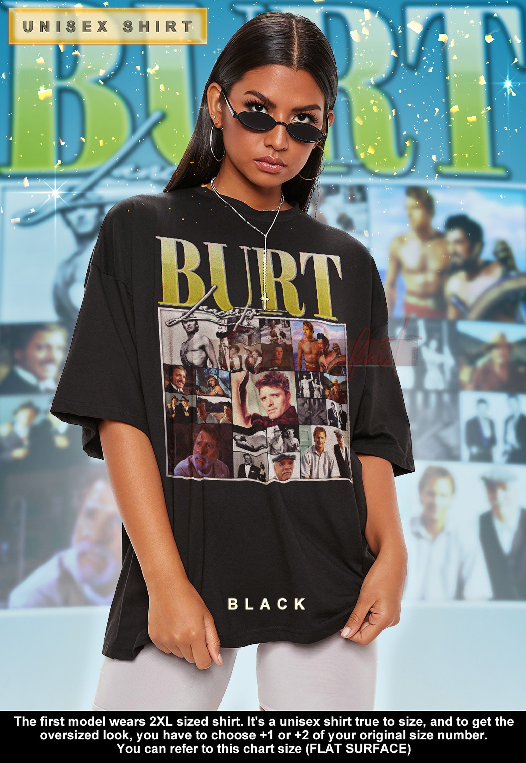 BURT LANCASTER Retro T-shirt - Burt Lancaster Bootleg Tees, Lancaster Long Sleeve Shirt, Burt Lancaster Homage Shirt, Burt Lancaster Tribute