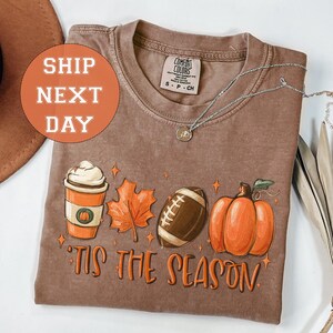 Pumpkin Spice Comfort Colors Shirt: Cozy Fall Football Tee