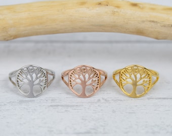 Tree Of Life Ring: Adjustable Stainless Steel Signet