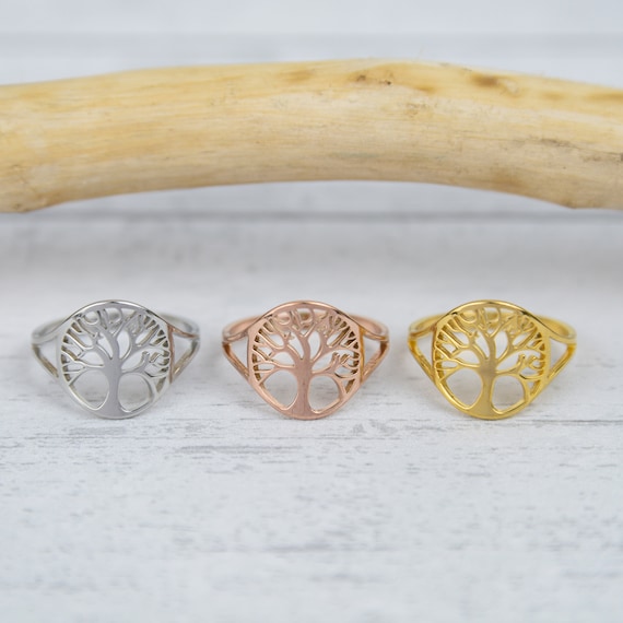 Tree Of Life Ring: Adjustable Stainless Steel Signet