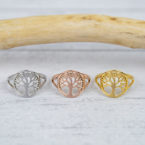 Tree Of Life Ring, Adjustable Signet Ring,Engraved Tree Ring in Silver,Stackable Ring,Midi Ring,Viking Tree Ring,Mothers Day Rings